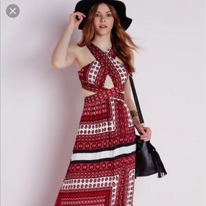 Missguided Red Scarf Maxi Dress Sz 12